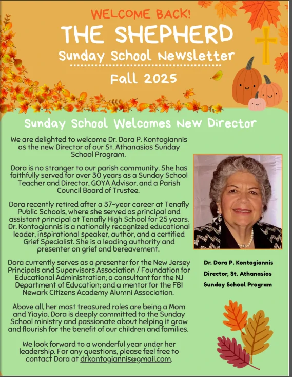 Sunday School Fall 2025 newsletter cover
