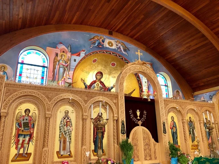 The iconostasis at St. Athanasios Greek Orthodox Church